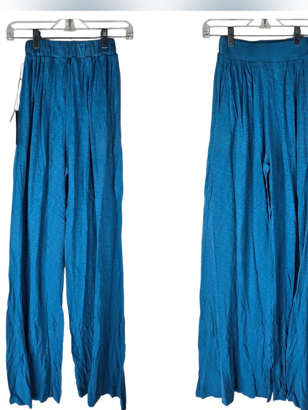 NEW Laird Womens XS TALL 100% Cotton Blue Wide Leg Lounge Flare Pants